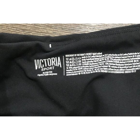 Victoria's Secret Sport Medium Black Athletic Sheer Leggings Work Out Yoga - Picture 2 of 5